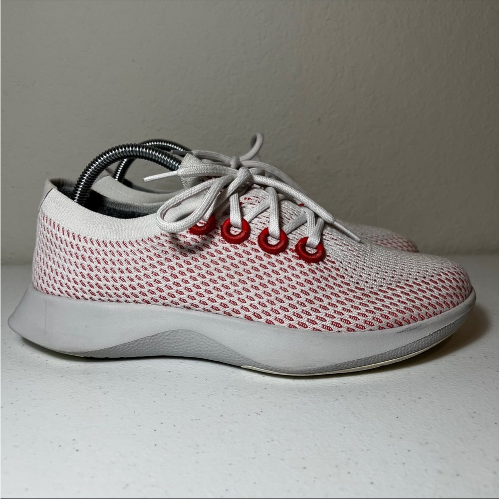 Allbirds Womens Tree Dasher White Red Round Toe Low Top Lace Up Sneaker Shoes 10